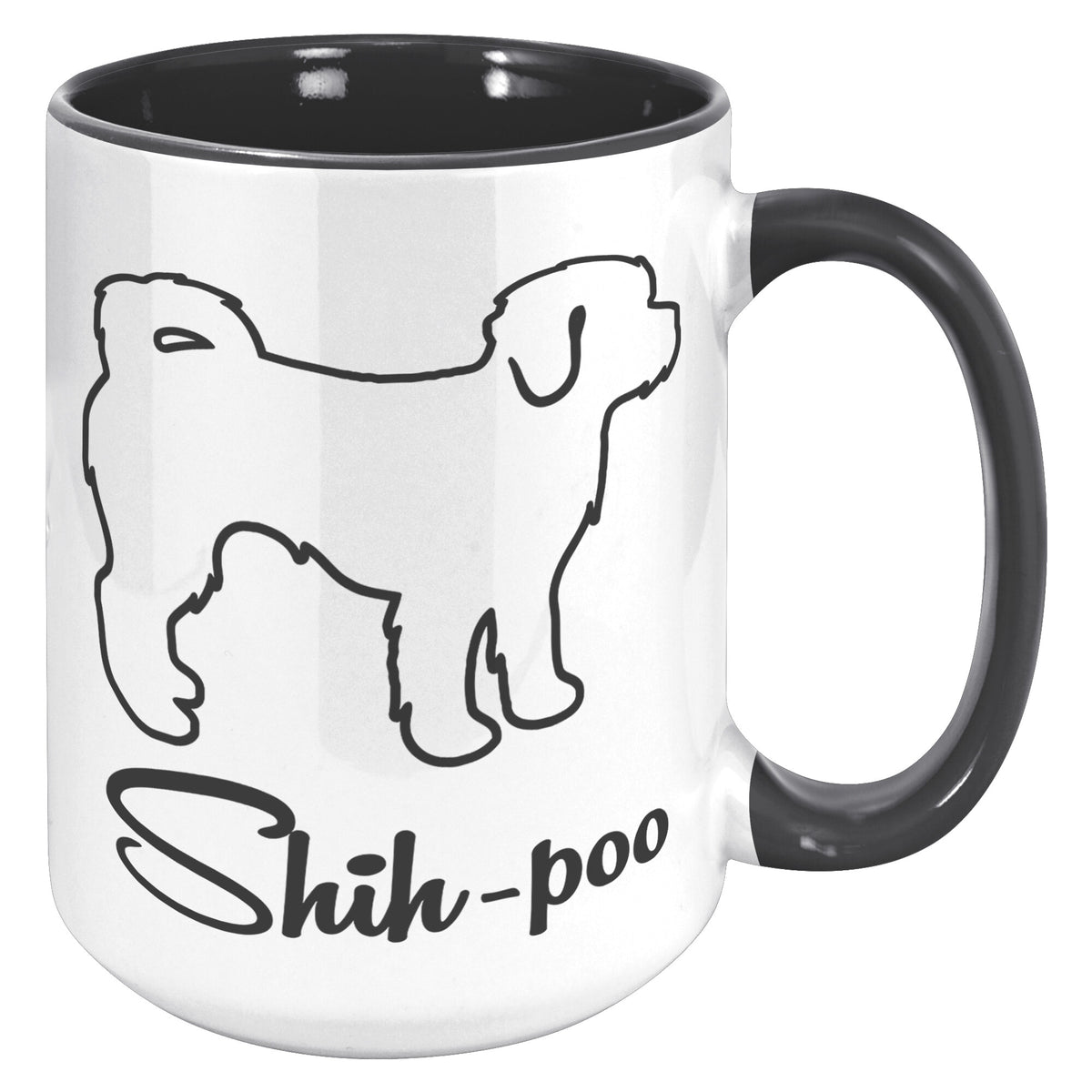 Shih Poo Dog Outlined Silhouette 15oz Accent Mug