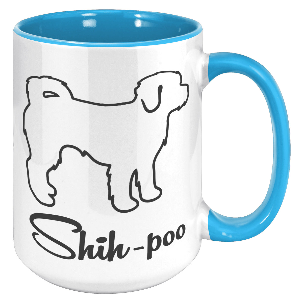 Shih Poo Dog Outlined Silhouette 15oz Accent Mug