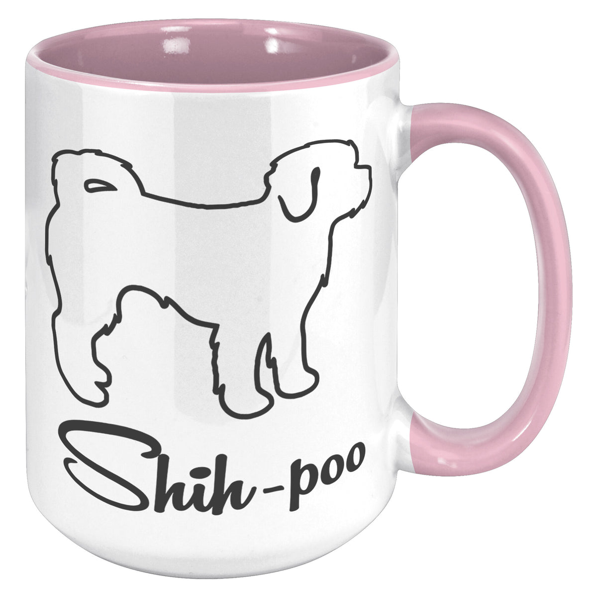Shih Poo Dog Outlined Silhouette 15oz Accent Mug