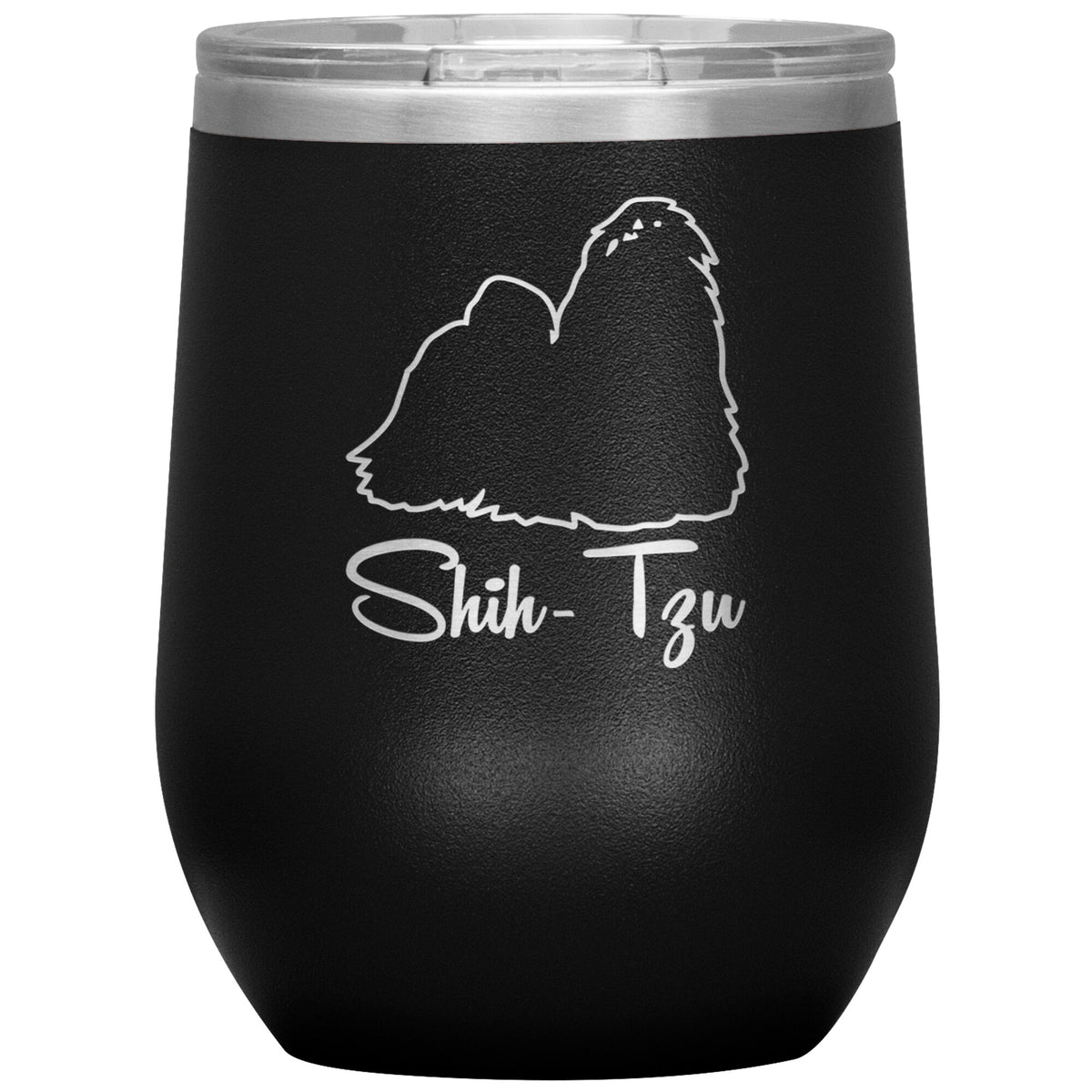 Shih Tzu Dog Outlined Silhouette 12oz Wine Insulated Tumbler
