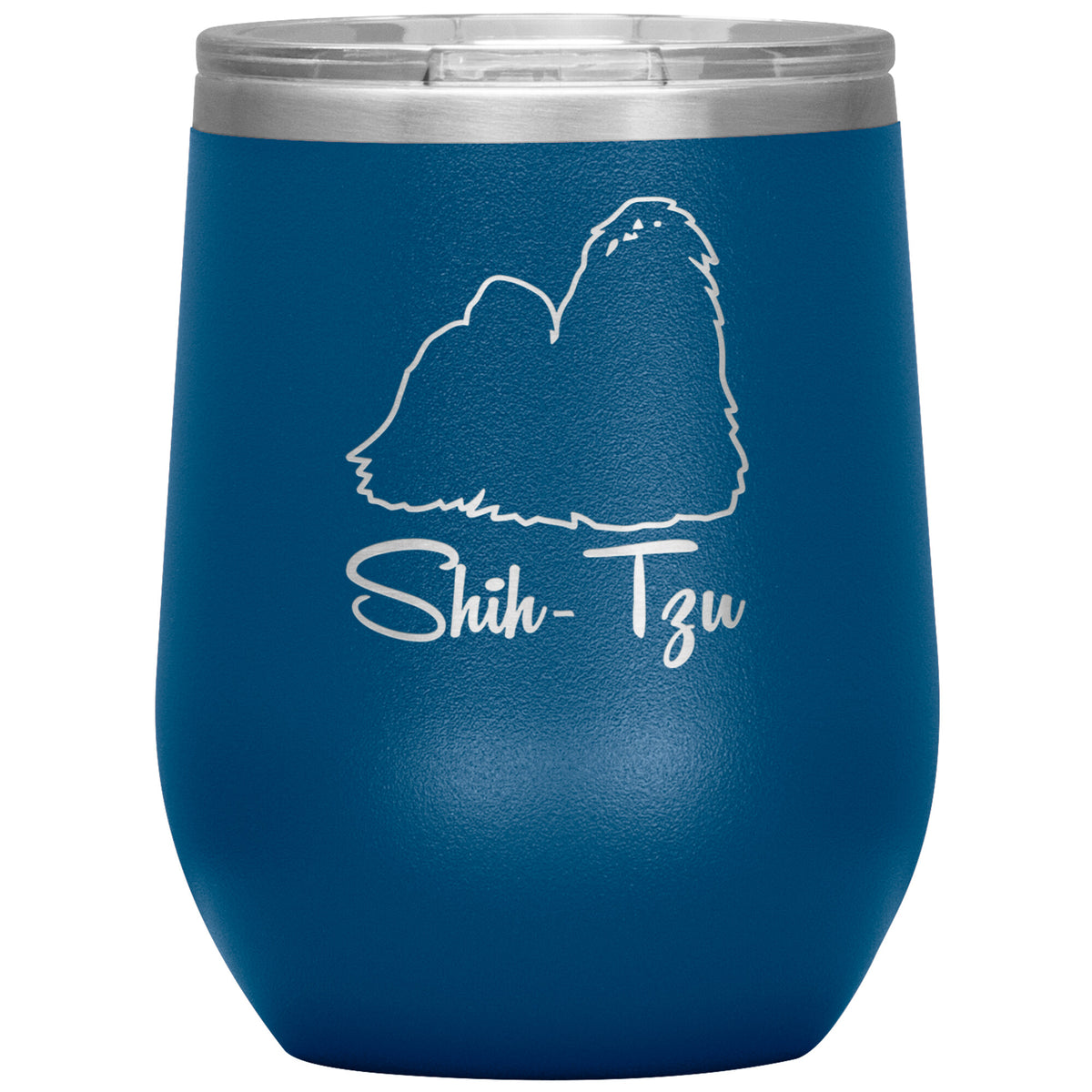Shih Tzu Dog Outlined Silhouette 12oz Wine Insulated Tumbler