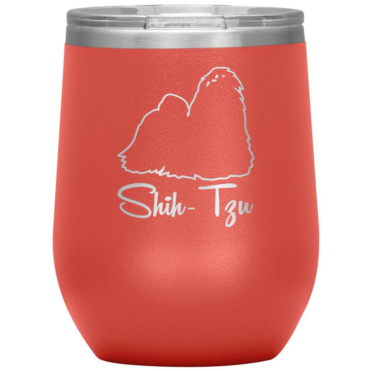 Shih Tzu Dog Outlined Silhouette 12oz Wine Insulated Tumbler