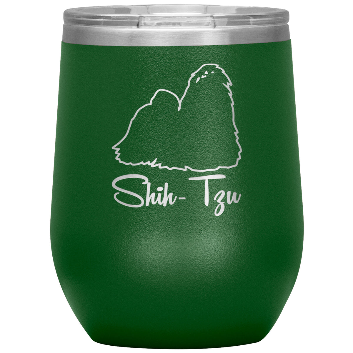Shih Tzu Dog Outlined Silhouette 12oz Wine Insulated Tumbler