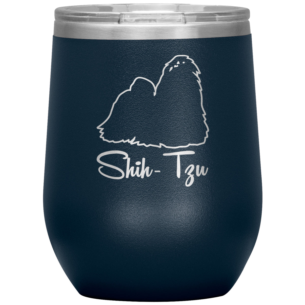 Shih Tzu Dog Outlined Silhouette 12oz Wine Insulated Tumbler