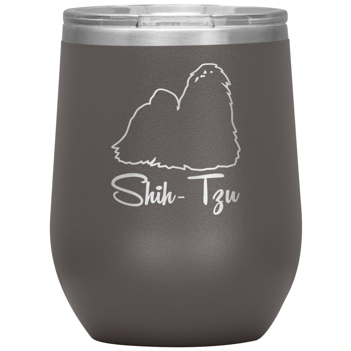 Shih Tzu Dog Outlined Silhouette 12oz Wine Insulated Tumbler