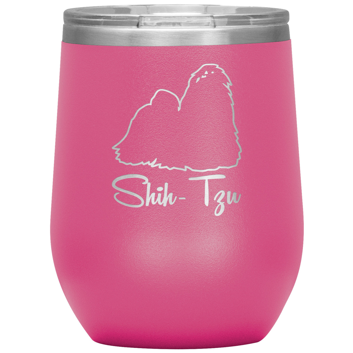 Shih Tzu Dog Outlined Silhouette 12oz Wine Insulated Tumbler