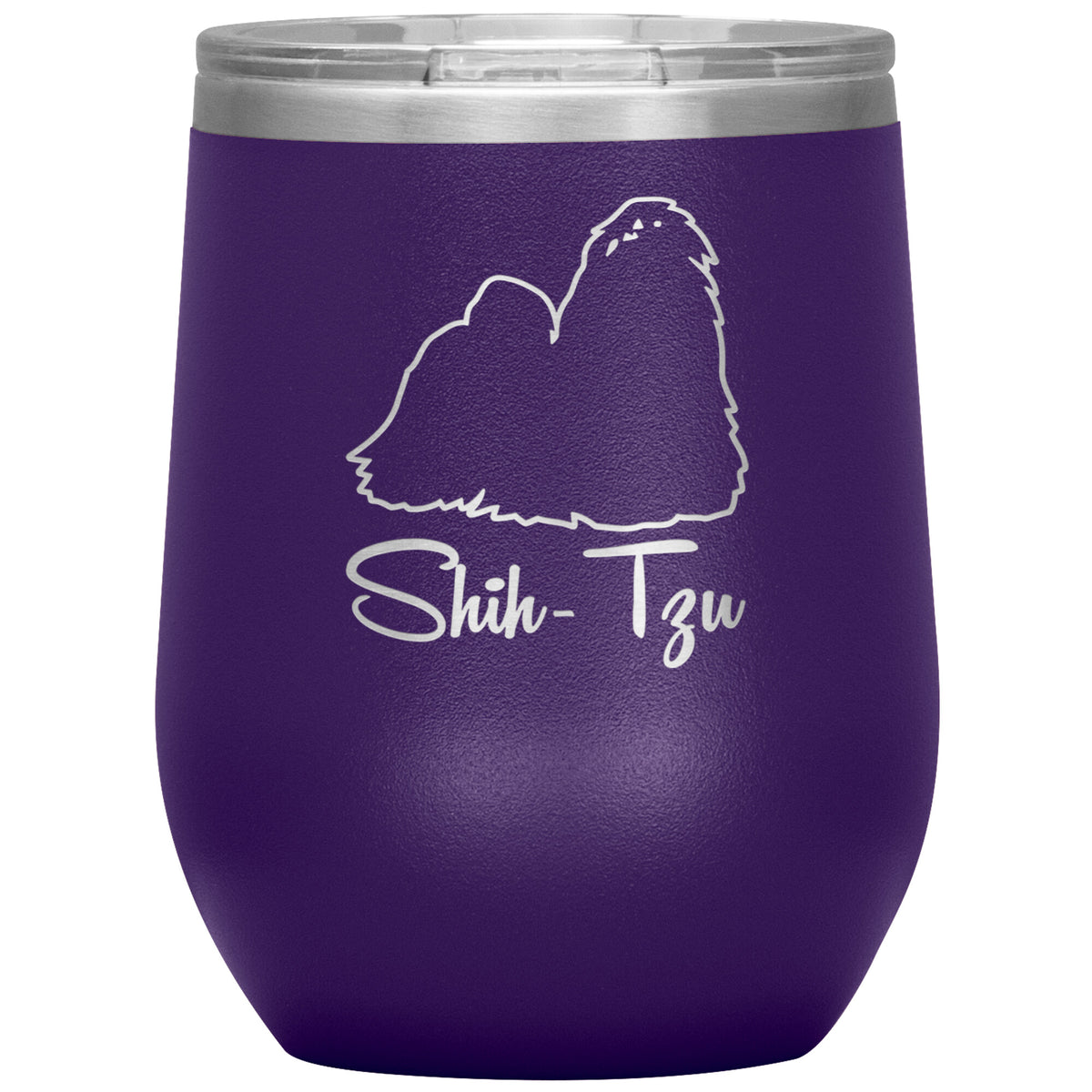 Shih Tzu Dog Outlined Silhouette 12oz Wine Insulated Tumbler