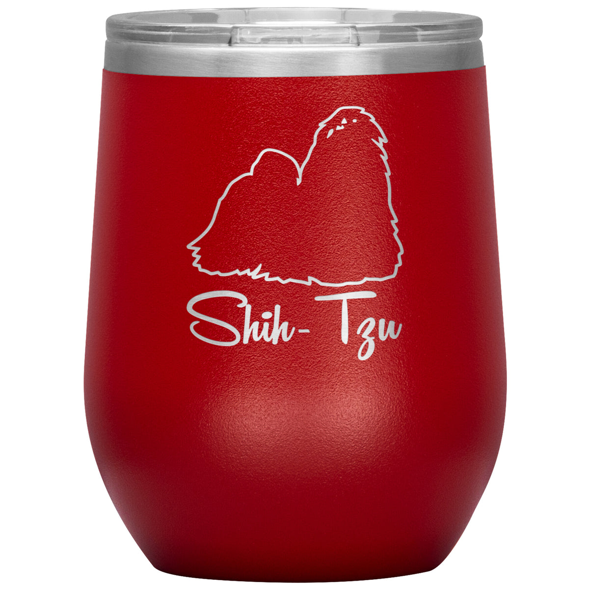 Shih Tzu Dog Outlined Silhouette 12oz Wine Insulated Tumbler