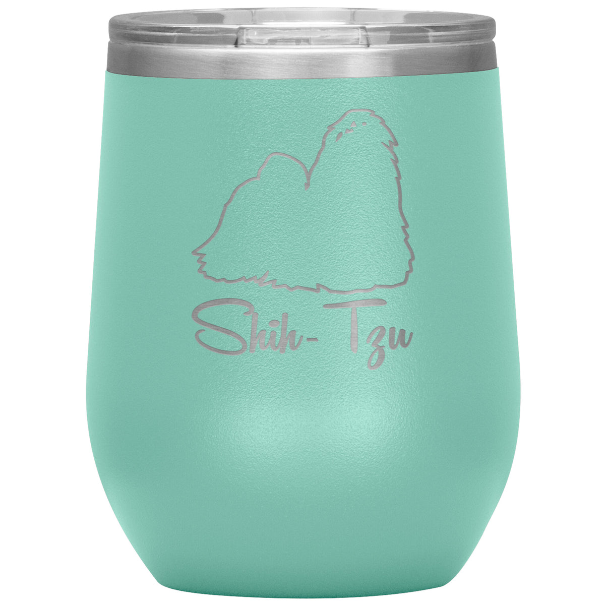 Shih Tzu Dog Outlined Silhouette 12oz Wine Insulated Tumbler