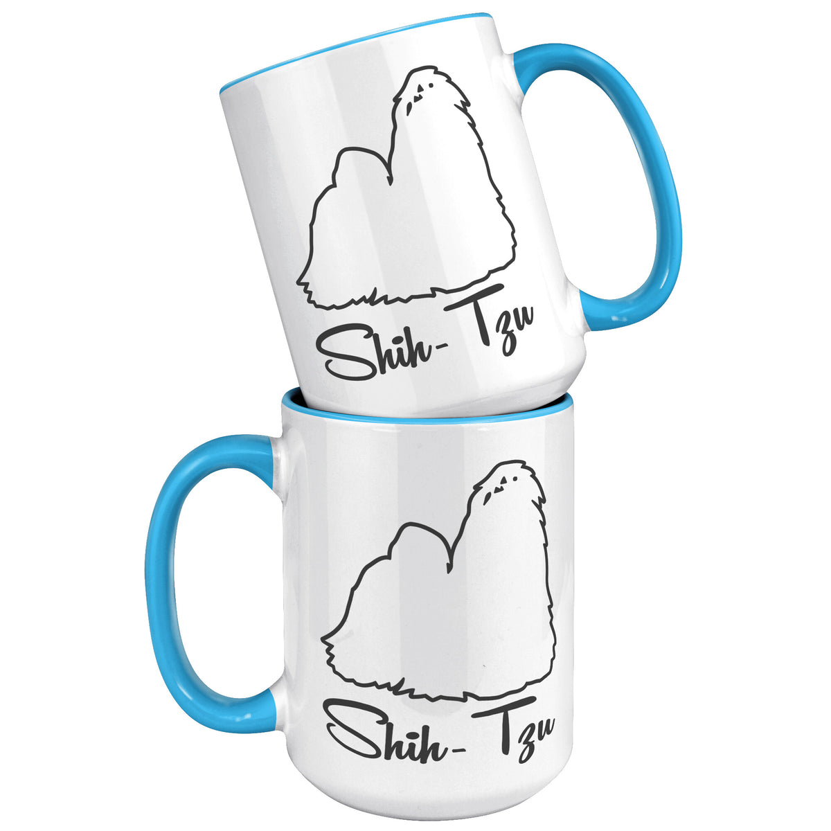 Shih Tzu Dog Outlined Silhouette 15oz Accent Mug