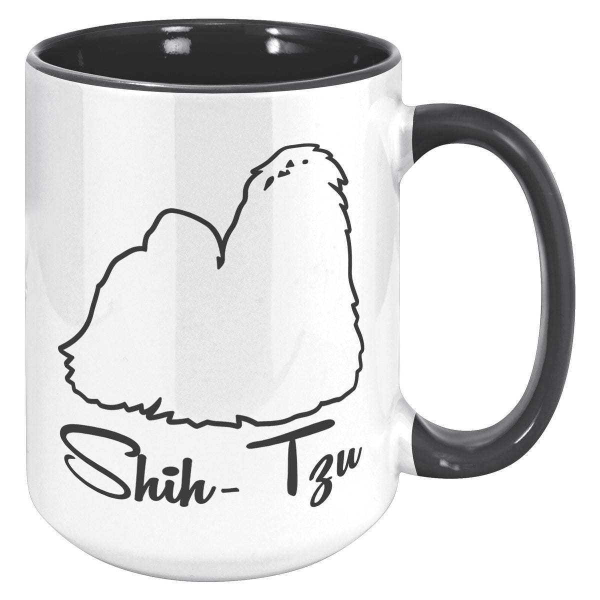 Shih Tzu Dog Outlined Silhouette 15oz Accent Mug