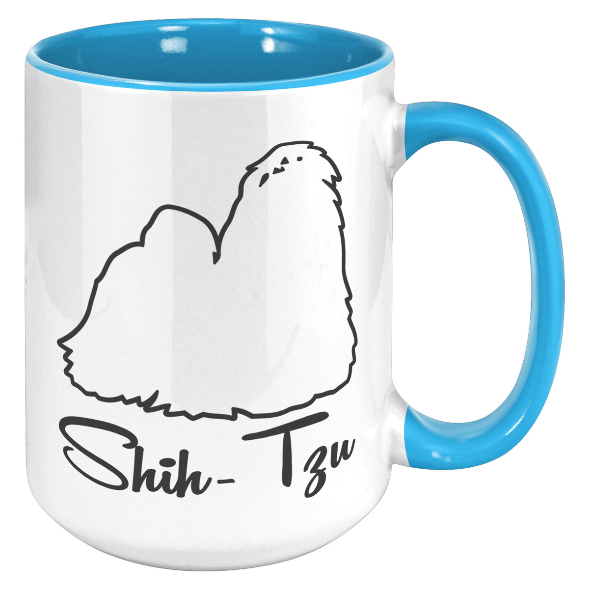 Shih Tzu Dog Outlined Silhouette 15oz Accent Mug