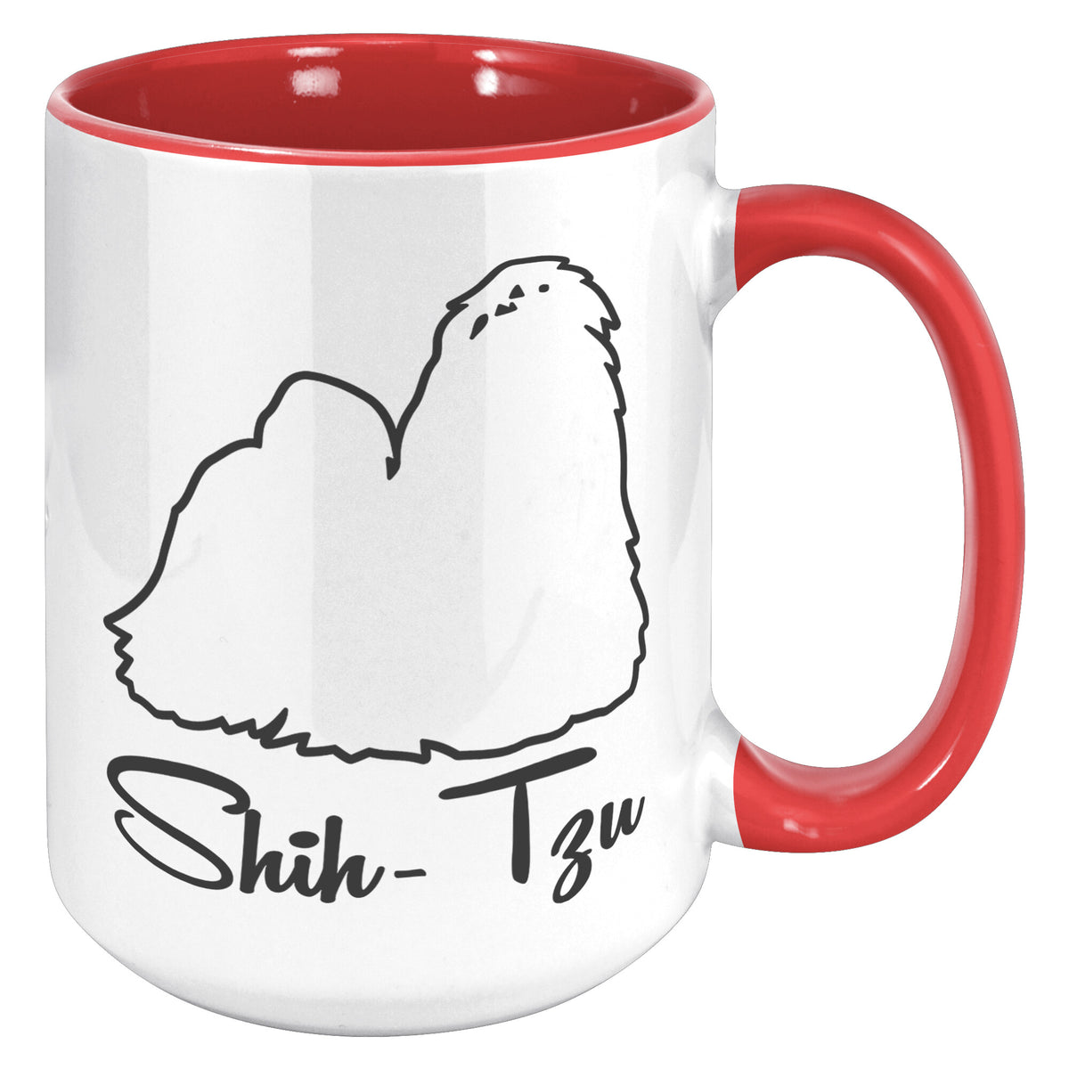 Shih Tzu Dog Outlined Silhouette 15oz Accent Mug