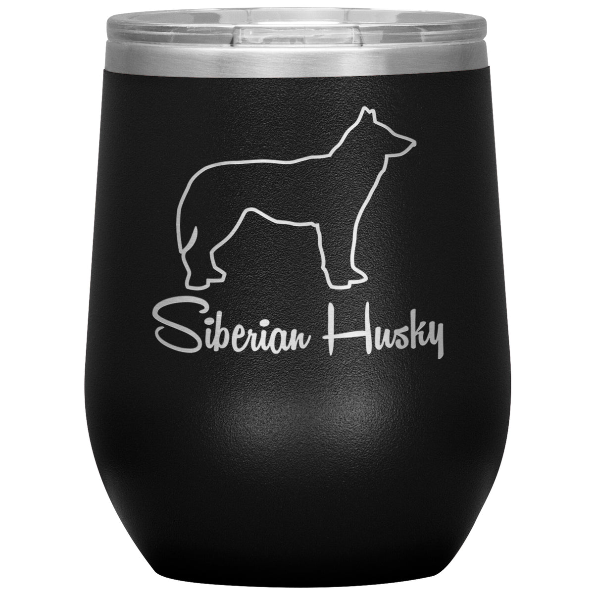 Siberian Husky Dog Outlined Silhouette 12oz Wine Insulated Tumbler