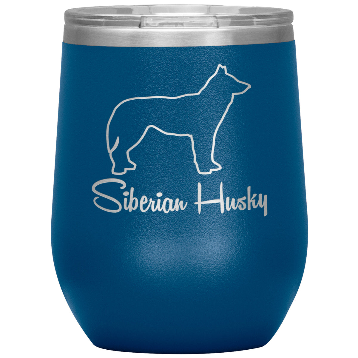 Siberian Husky Dog Outlined Silhouette 12oz Wine Insulated Tumbler