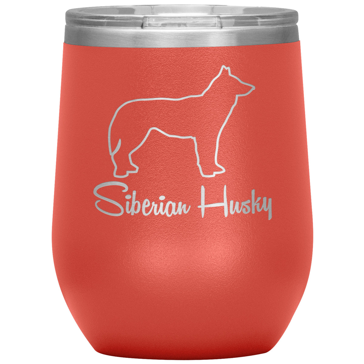 Siberian Husky Dog Outlined Silhouette 12oz Wine Insulated Tumbler
