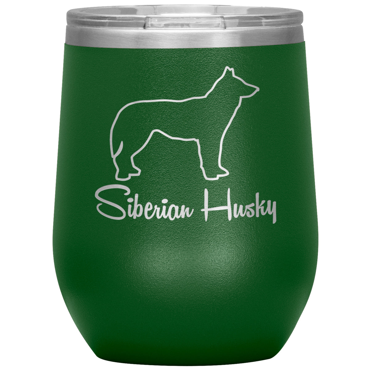 Siberian Husky Dog Outlined Silhouette 12oz Wine Insulated Tumbler