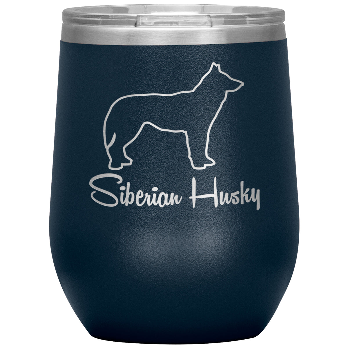 Siberian Husky Dog Outlined Silhouette 12oz Wine Insulated Tumbler