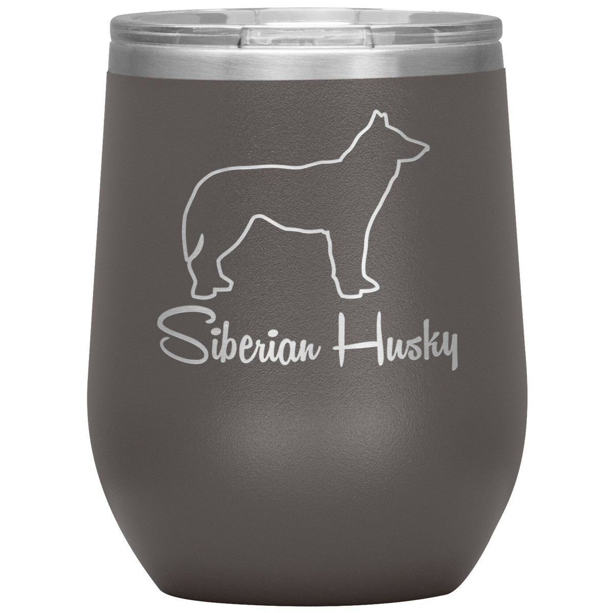 Siberian Husky Dog Outlined Silhouette 12oz Wine Insulated Tumbler
