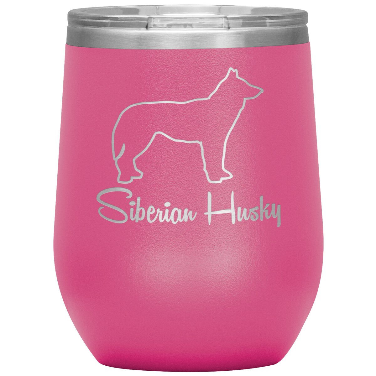 Siberian Husky Dog Outlined Silhouette 12oz Wine Insulated Tumbler