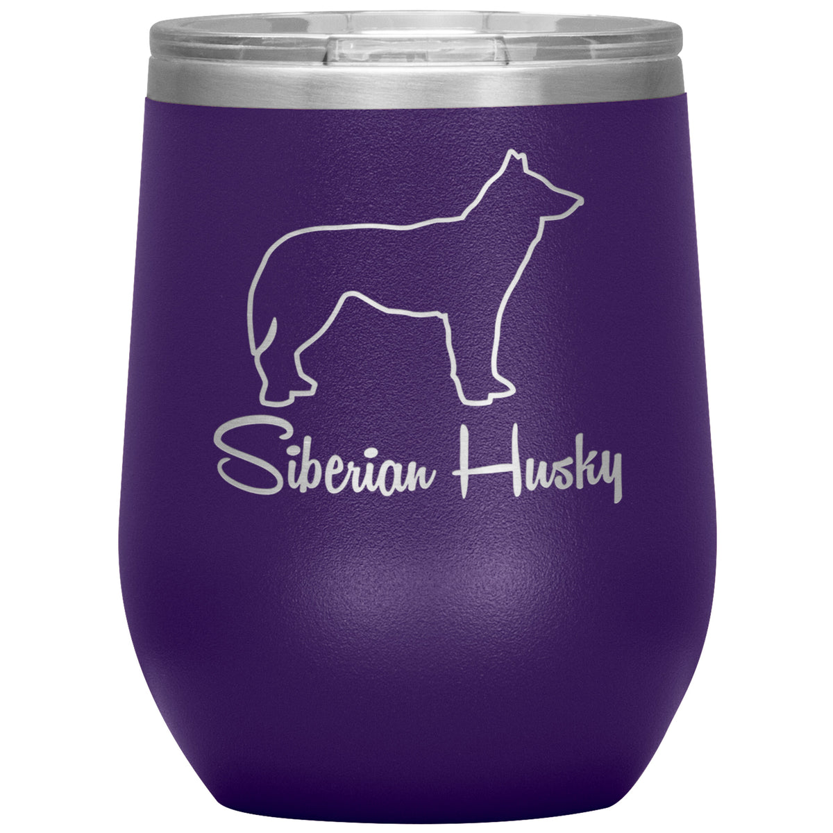 Siberian Husky Dog Outlined Silhouette 12oz Wine Insulated Tumbler