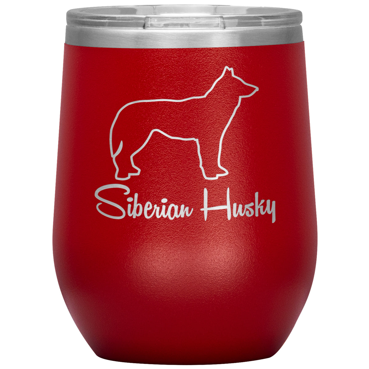 Siberian Husky Dog Outlined Silhouette 12oz Wine Insulated Tumbler