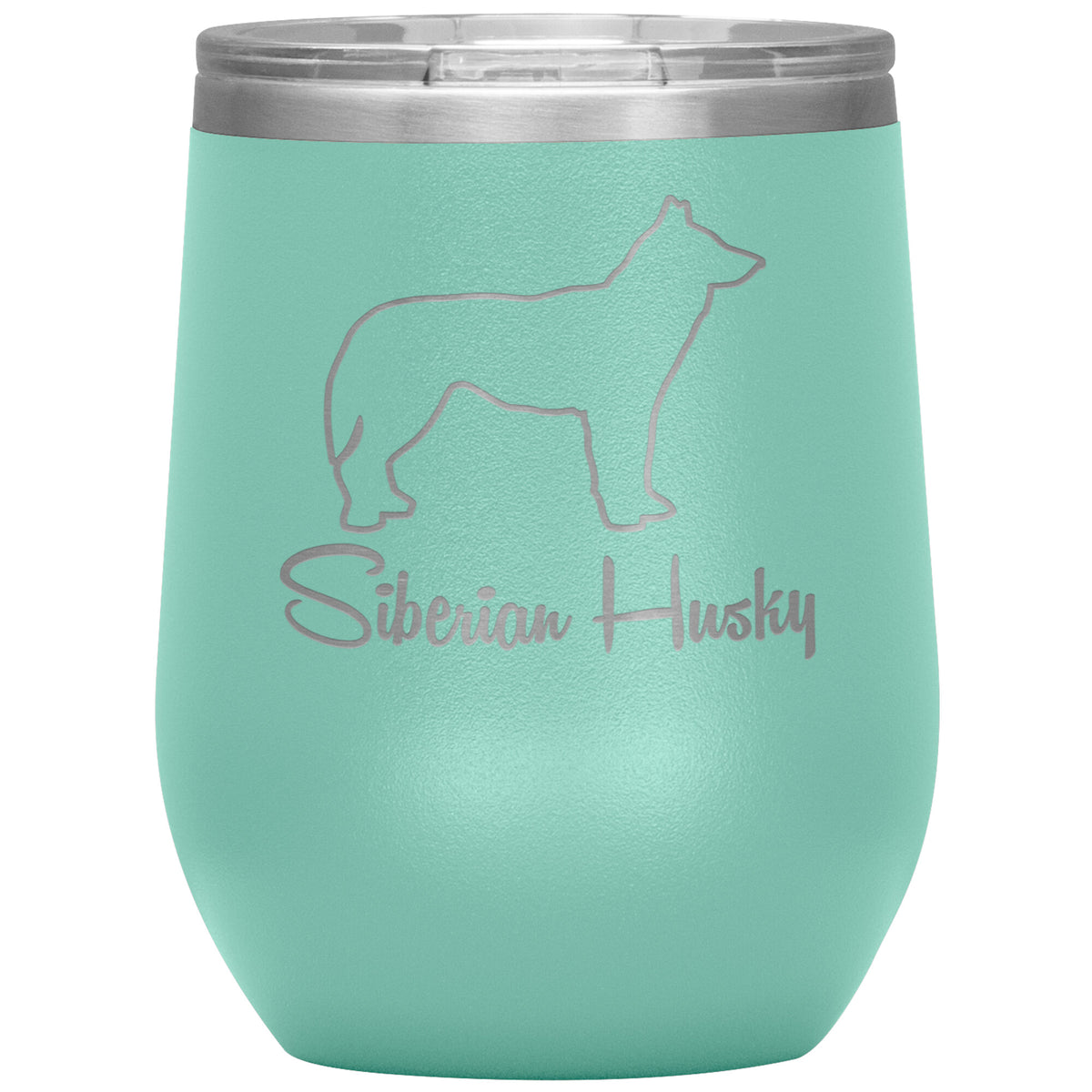 Siberian Husky Dog Outlined Silhouette 12oz Wine Insulated Tumbler