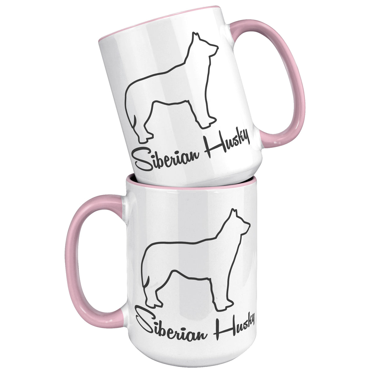 Siberian Husky Dog Outlined Silhouette 15oz Accent Mug