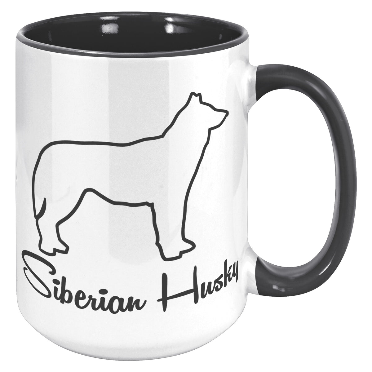 Siberian Husky Dog Outlined Silhouette 15oz Accent Mug