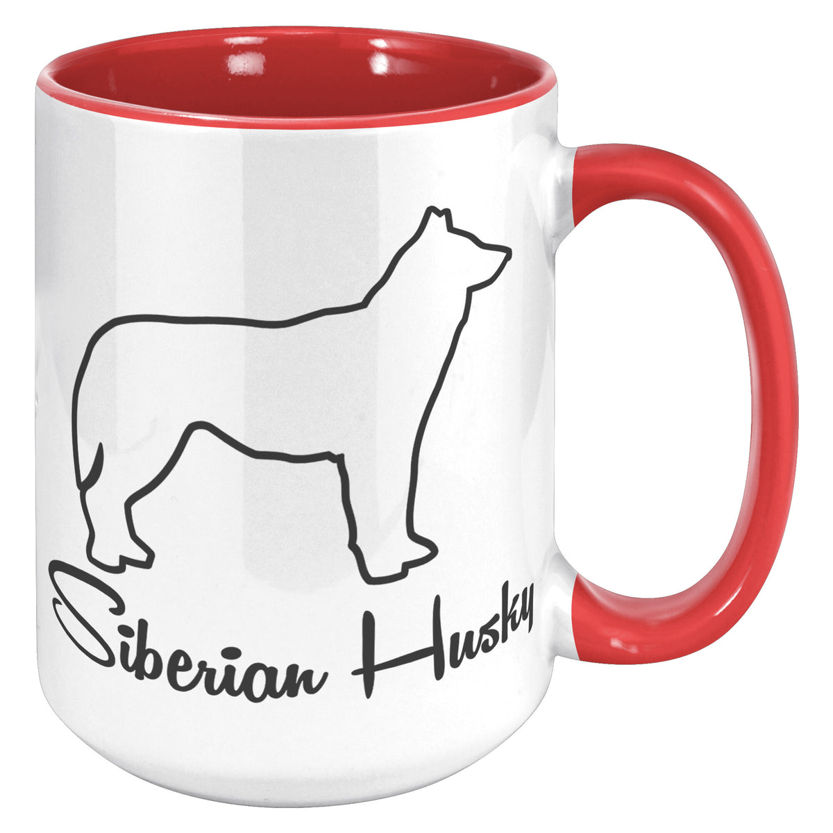Siberian Husky Dog Outlined Silhouette 15oz Accent Mug
