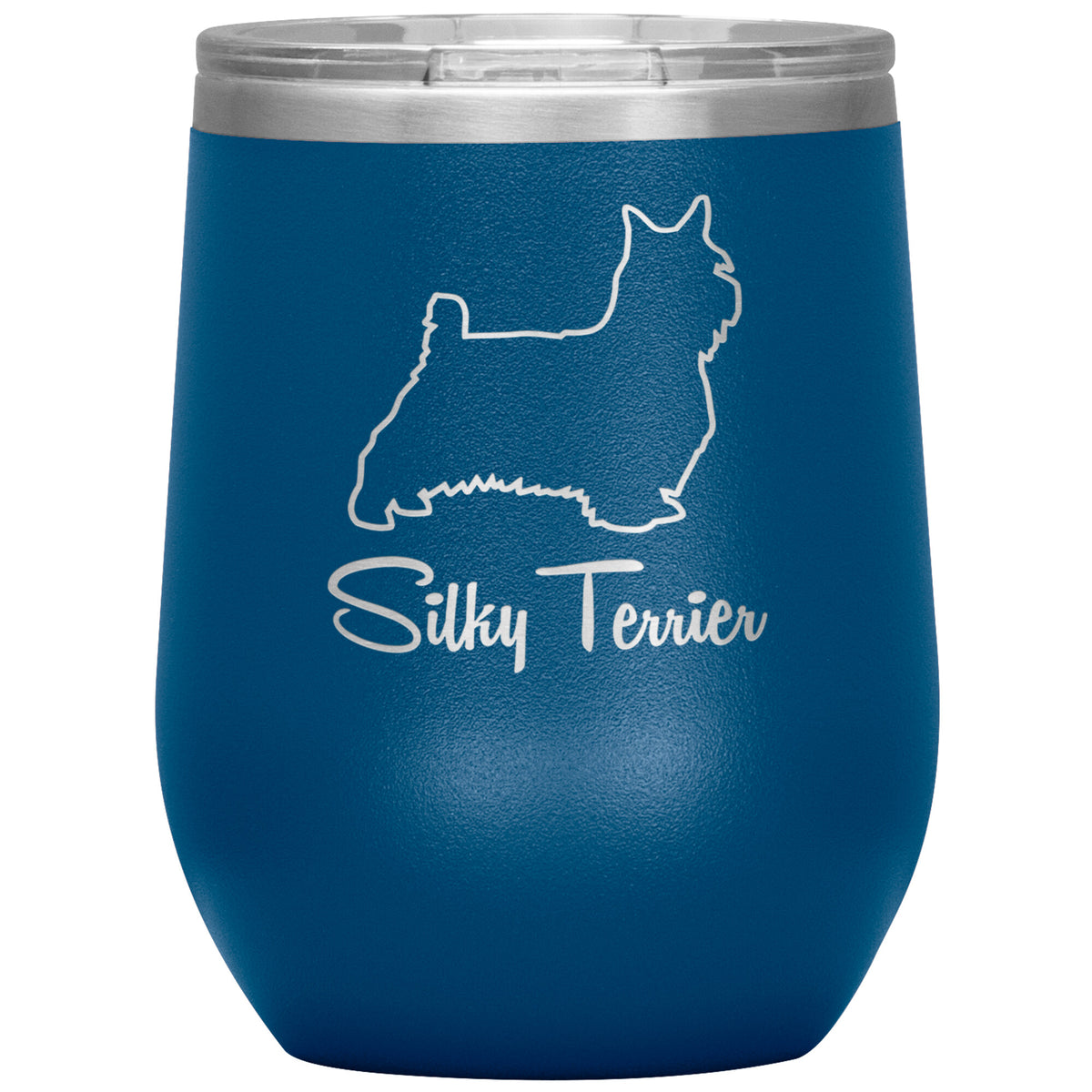 Silky Terrier Dog Outlined Silhouette 12oz Wine Insulated Tumbler