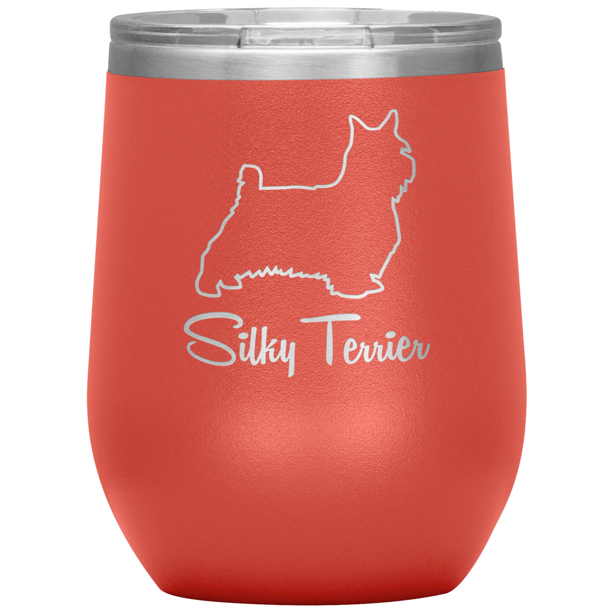 Silky Terrier Dog Outlined Silhouette 12oz Wine Insulated Tumbler
