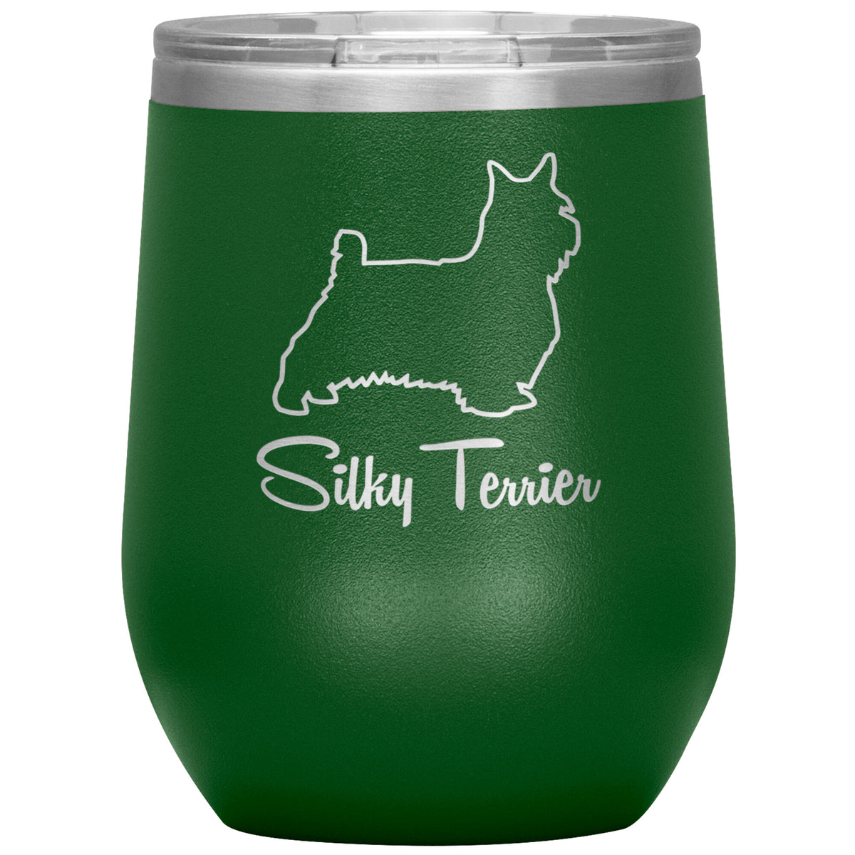 Silky Terrier Dog Outlined Silhouette 12oz Wine Insulated Tumbler