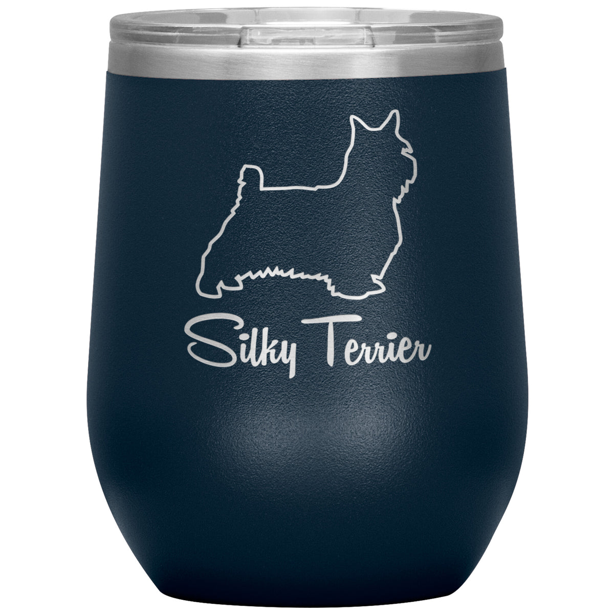 Silky Terrier Dog Outlined Silhouette 12oz Wine Insulated Tumbler