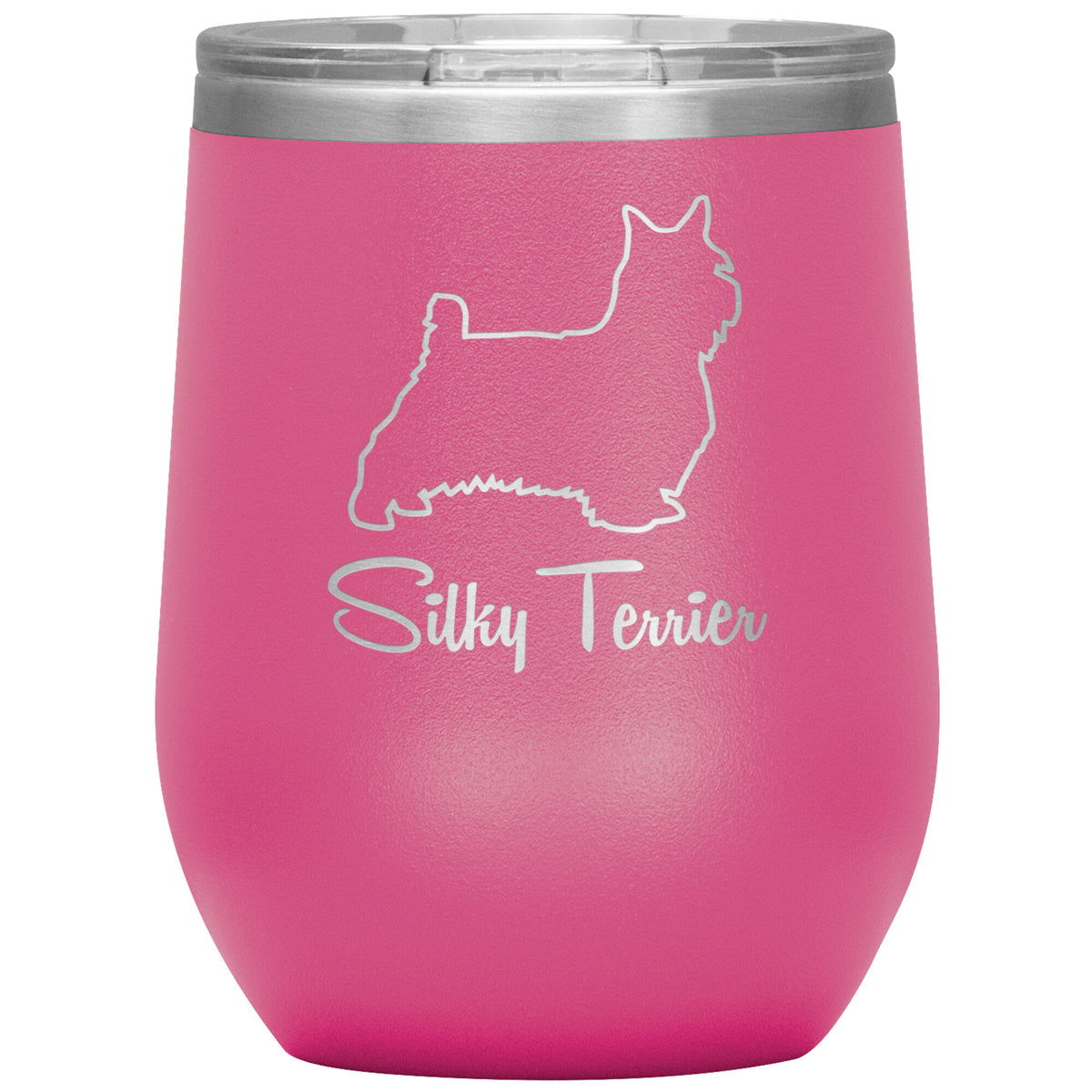 Silky Terrier Dog Outlined Silhouette 12oz Wine Insulated Tumbler