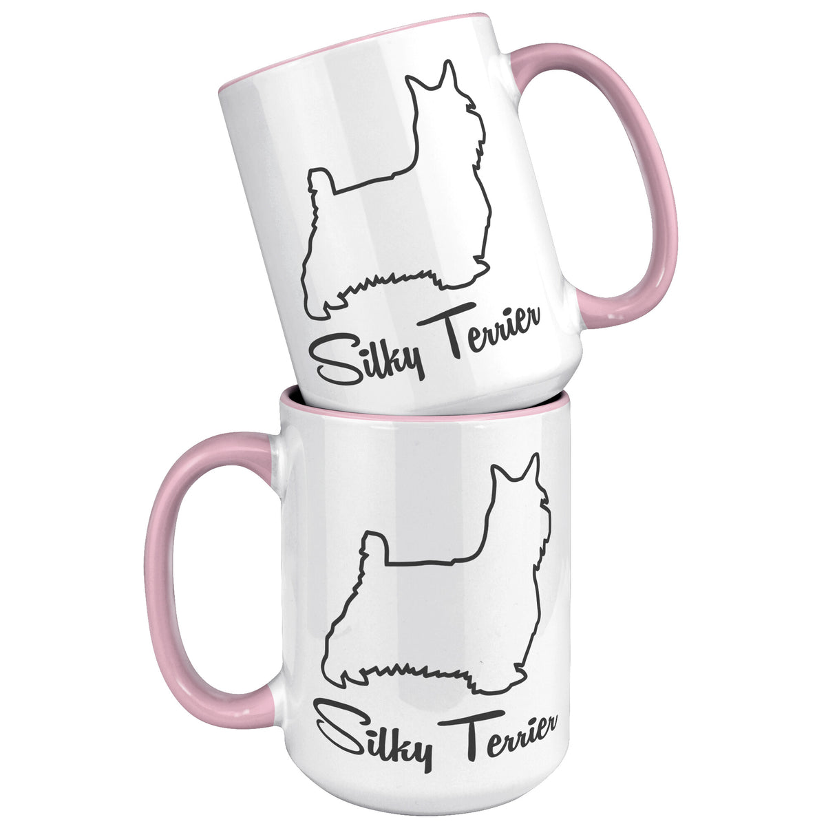 Silky Terrier Dog Outlined Silhouette 15oz Accent Mug