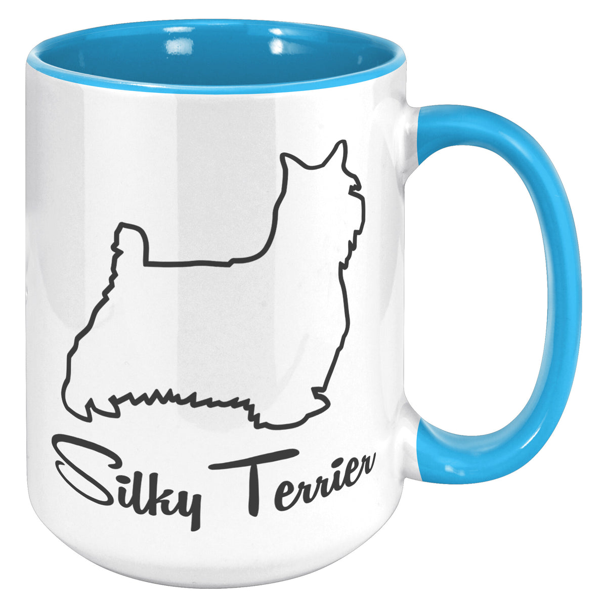 Silky Terrier Dog Outlined Silhouette 15oz Accent Mug