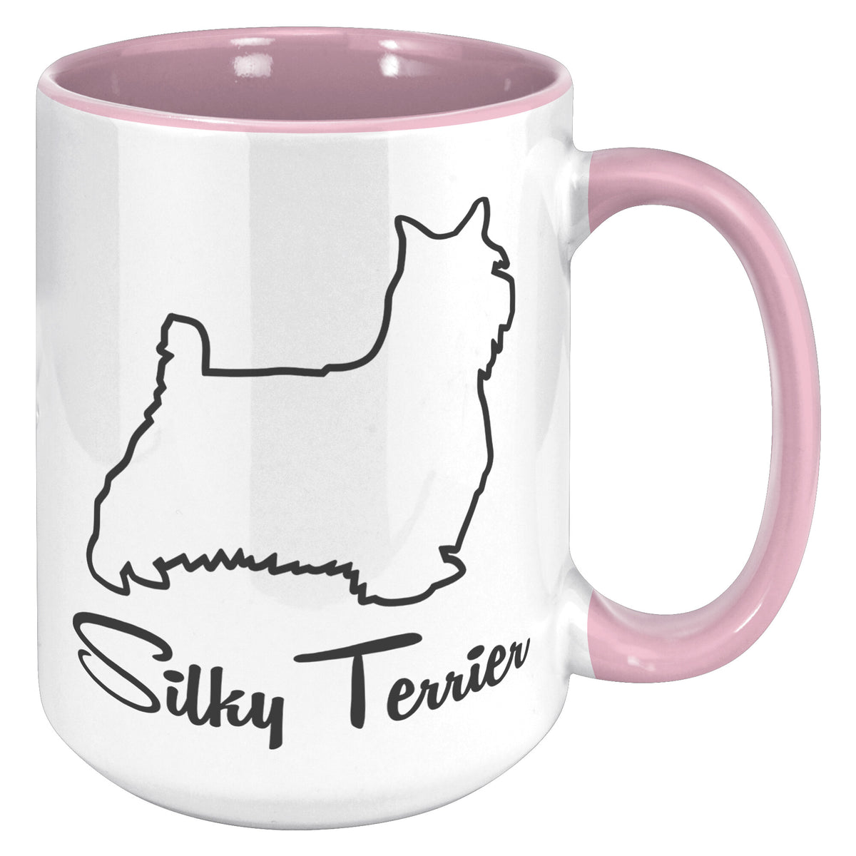 Silky Terrier Dog Outlined Silhouette 15oz Accent Mug