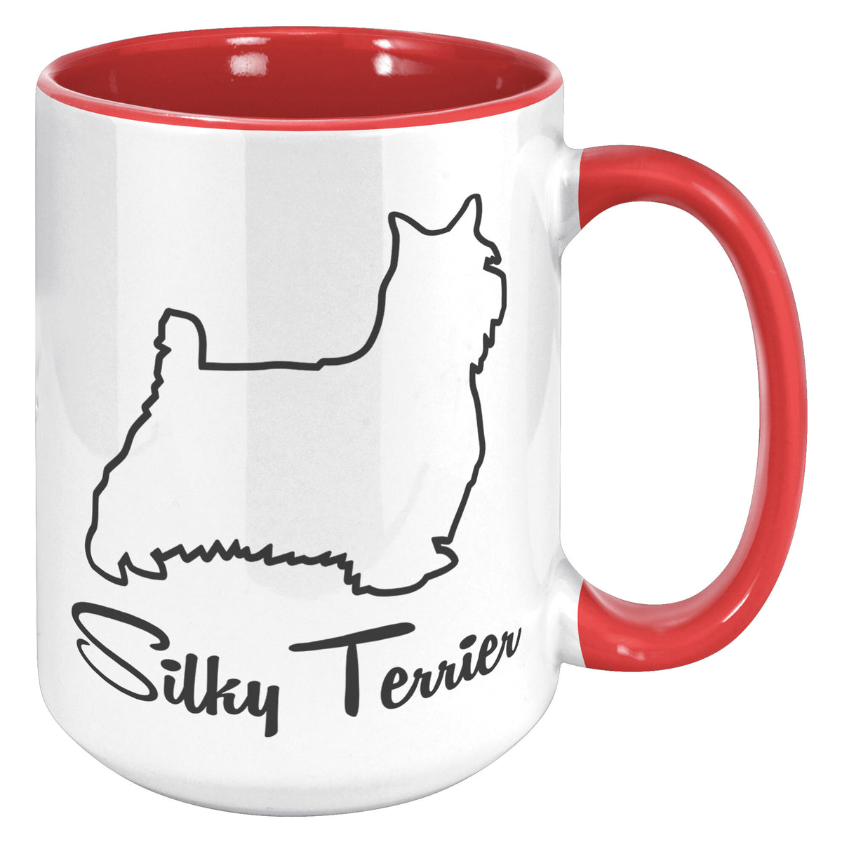 Silky Terrier Dog Outlined Silhouette 15oz Accent Mug
