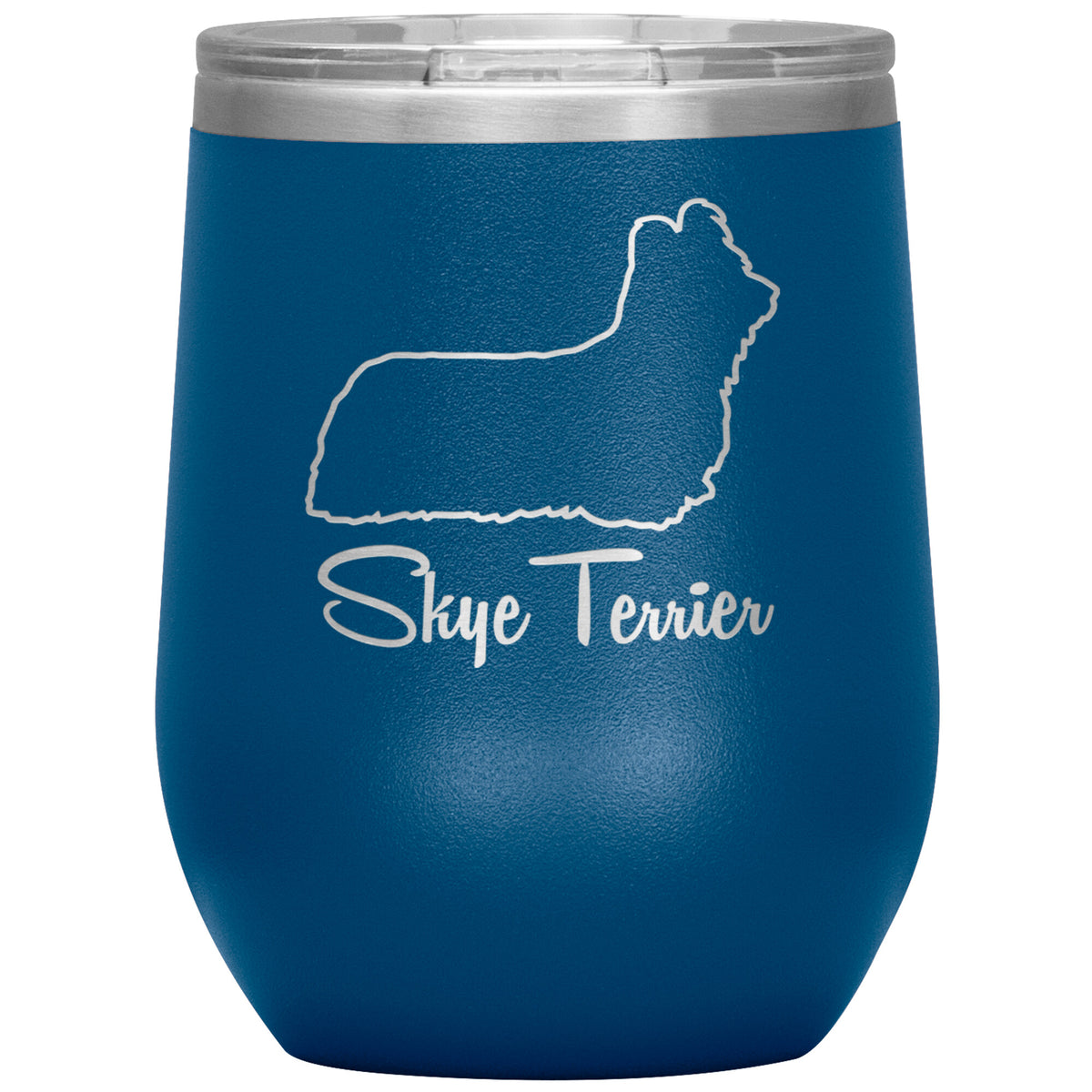 Skye Terrier Dog Outlined Silhouette 12oz Wine Insulated Tumbler