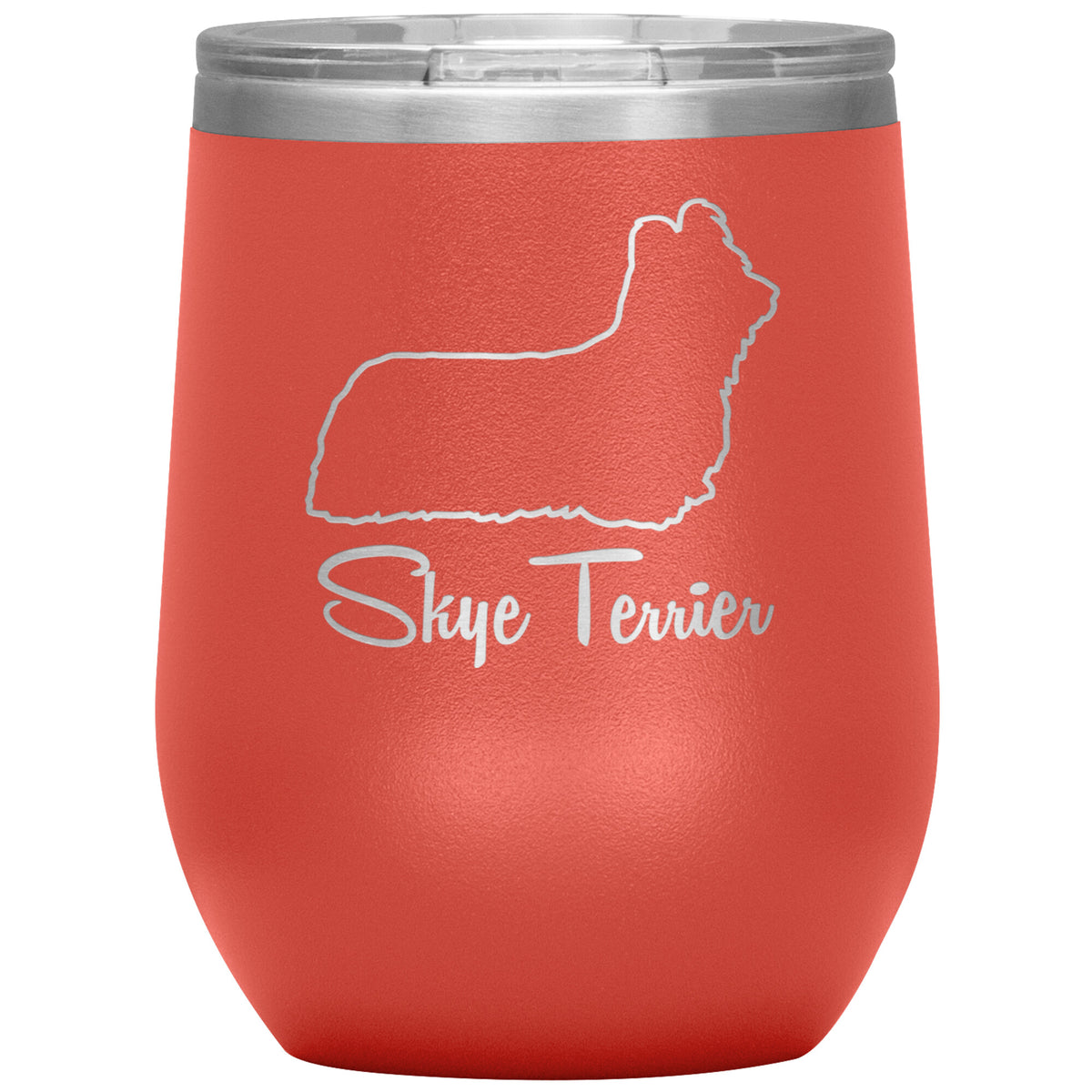 Skye Terrier Dog Outlined Silhouette 12oz Wine Insulated Tumbler