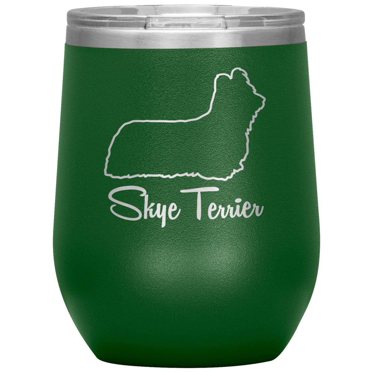 Skye Terrier Dog Outlined Silhouette 12oz Wine Insulated Tumbler