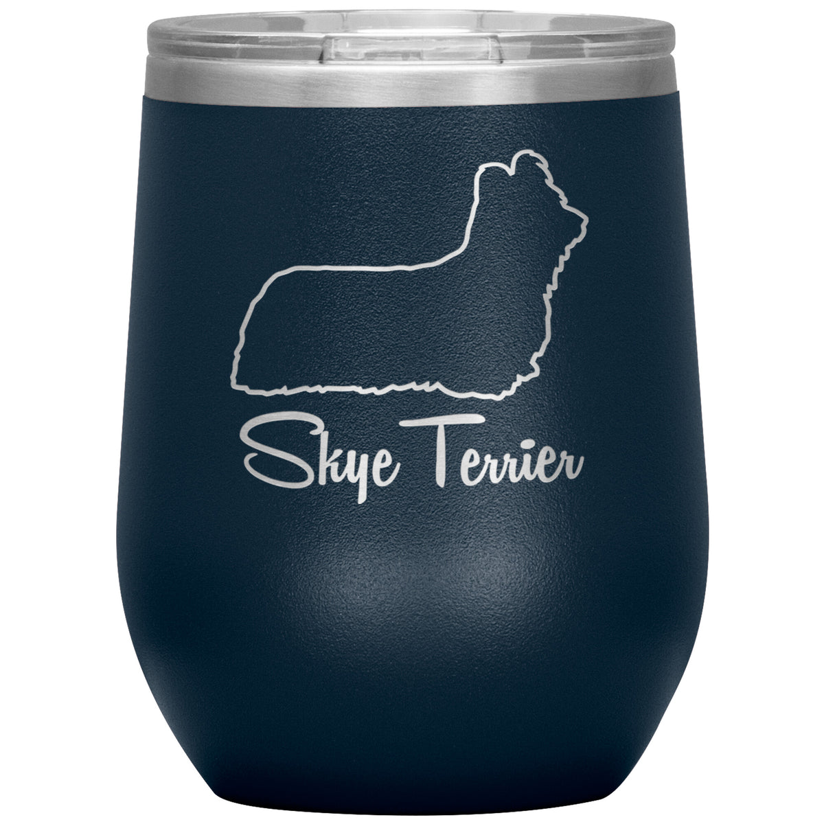 Skye Terrier Dog Outlined Silhouette 12oz Wine Insulated Tumbler
