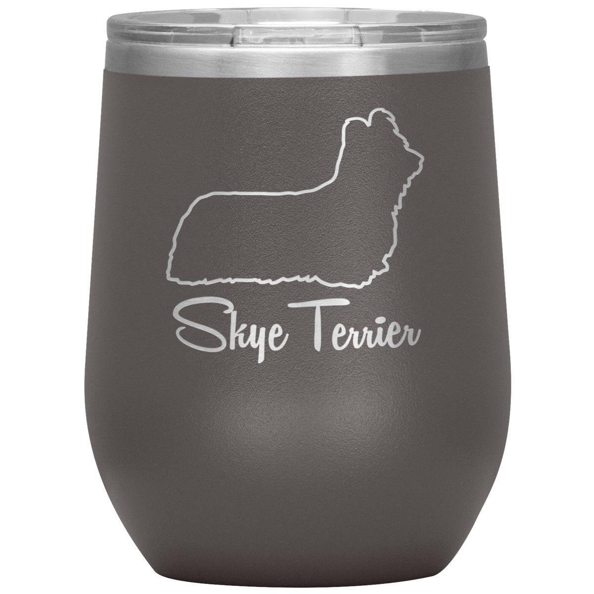 Skye Terrier Dog Outlined Silhouette 12oz Wine Insulated Tumbler