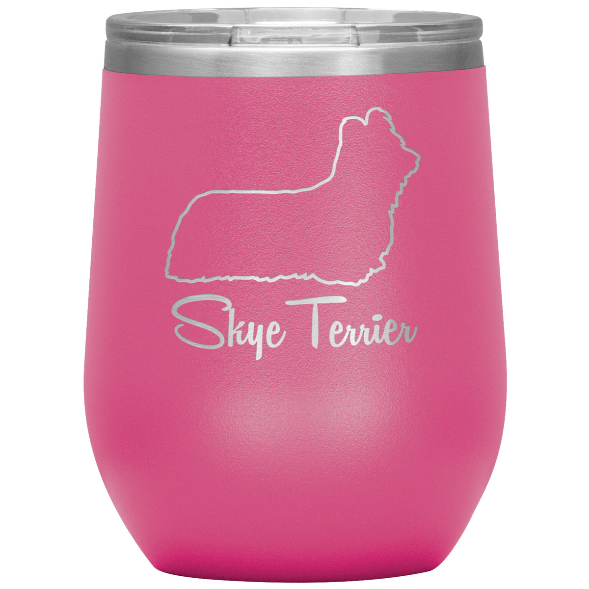 Skye Terrier Dog Outlined Silhouette 12oz Wine Insulated Tumbler