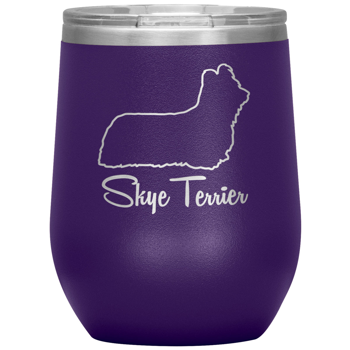 Skye Terrier Dog Outlined Silhouette 12oz Wine Insulated Tumbler
