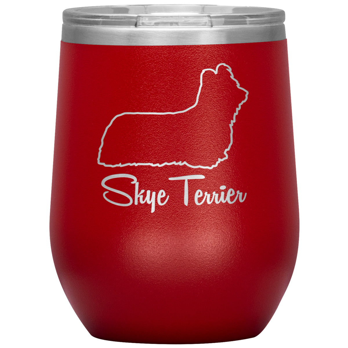 Skye Terrier Dog Outlined Silhouette 12oz Wine Insulated Tumbler