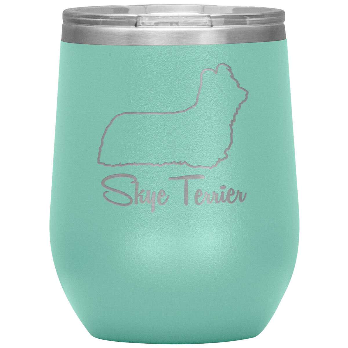 Skye Terrier Dog Outlined Silhouette 12oz Wine Insulated Tumbler