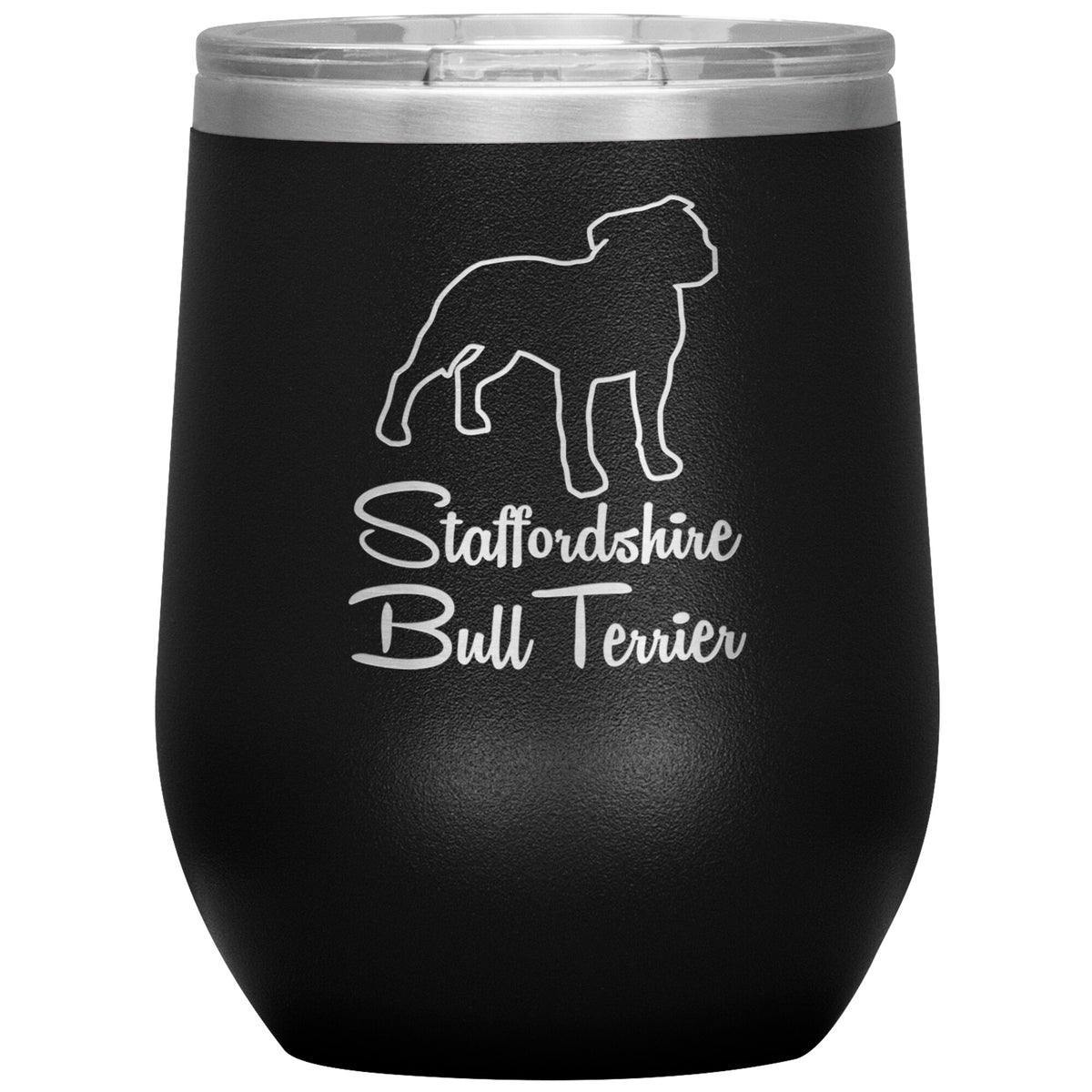 Staffordshire Bull Terrier Dog Outlined Silhouette 12oz Wine Insulated Tumbler