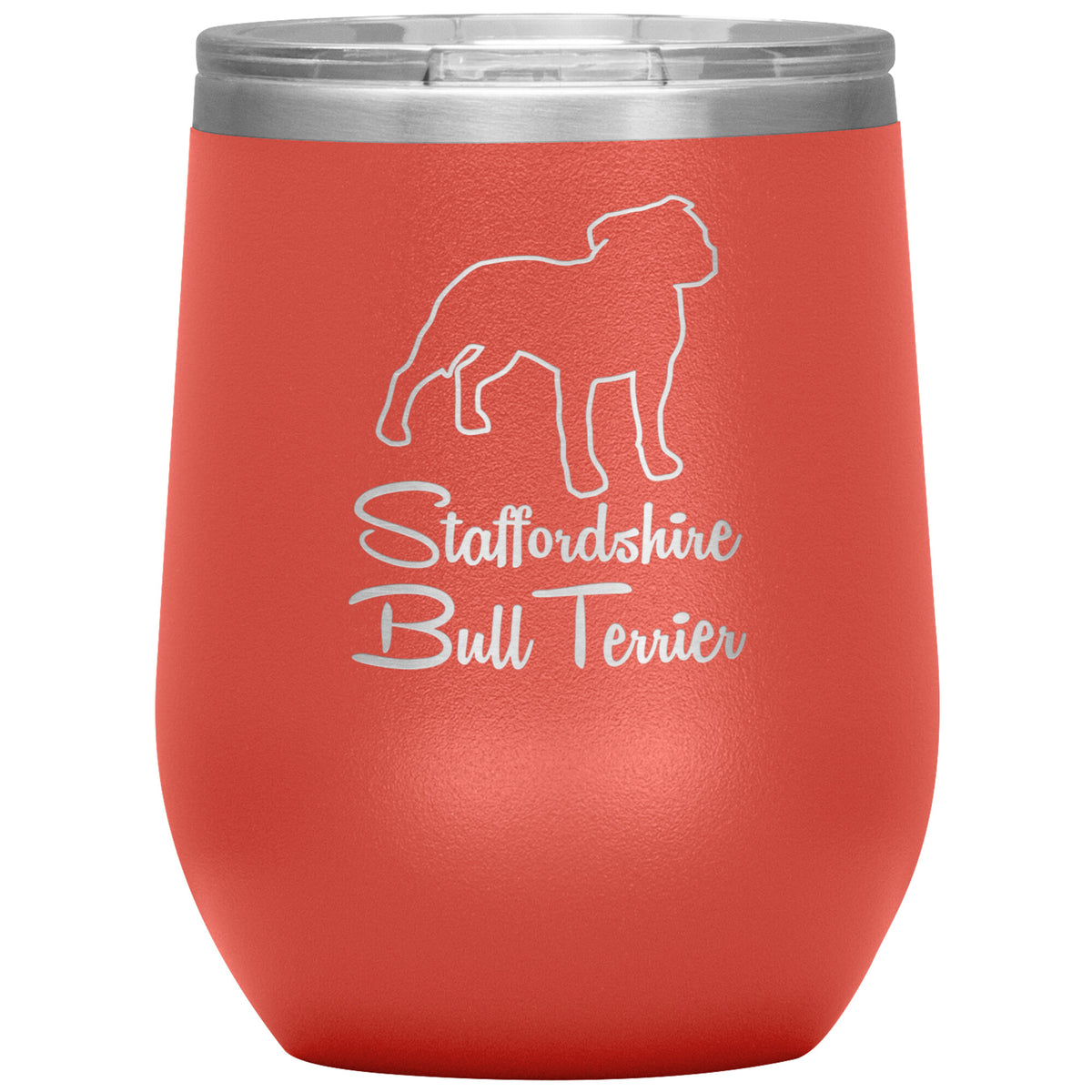 Staffordshire Bull Terrier Dog Outlined Silhouette 12oz Wine Insulated Tumbler